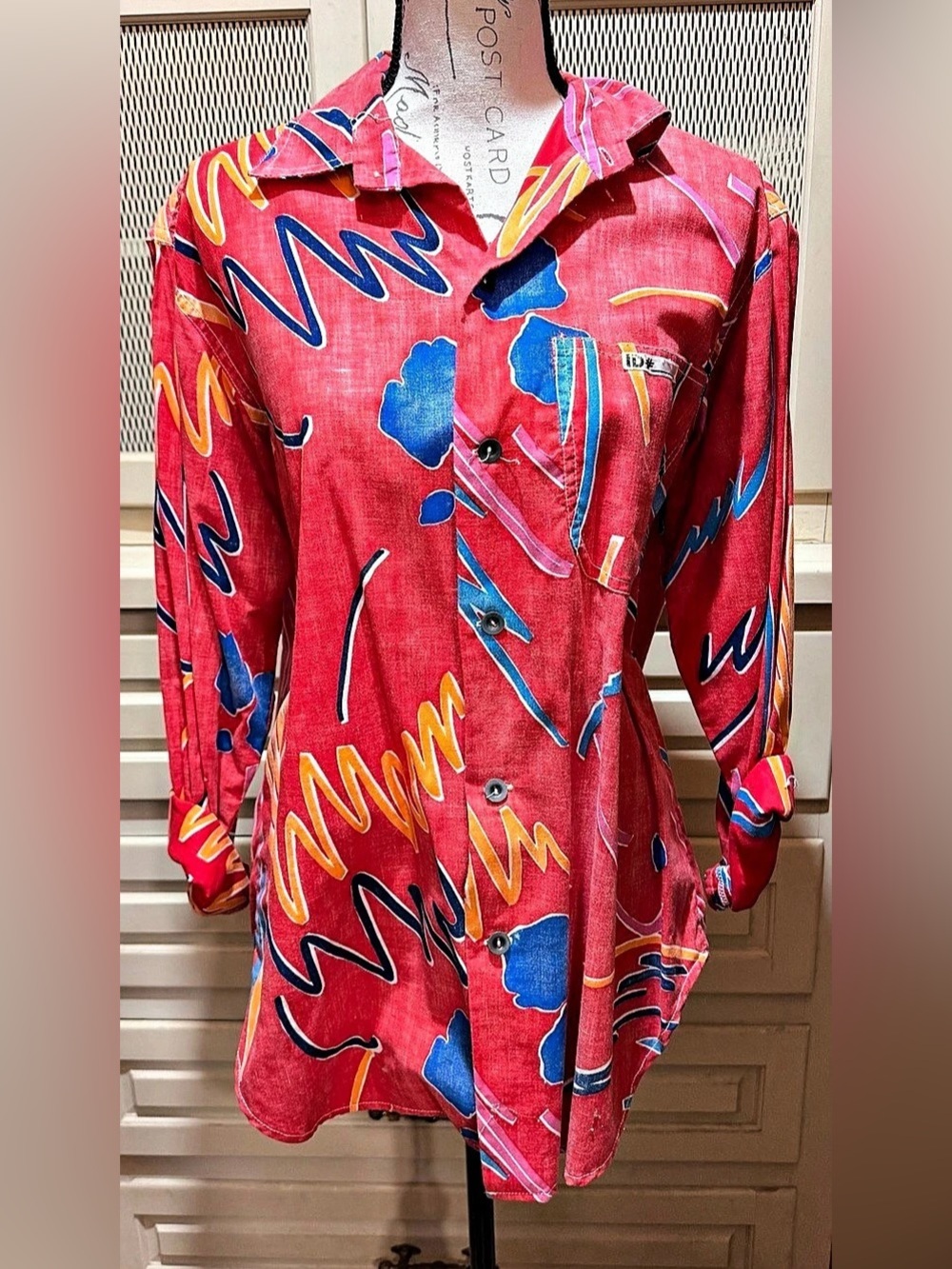 Vintage 80s ID# Official Identification Graphic Button Up Shirt